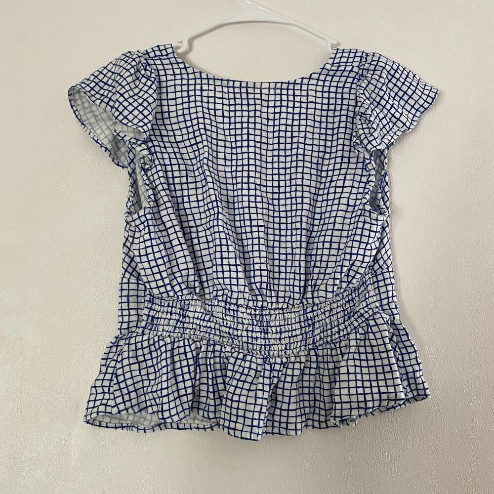 Universal Thread Blue Check Ruffle Peplum Top Small - Picture 3 of 10